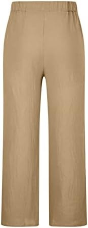 מכנסי פשתן כותנה לגברים של DGOOPD מכנסי מותניים אלסטיים מזדמנים מכנסי יוגה רגל ישר מכנסי חוף קיץ קל משקל