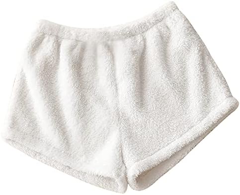 מכנסיים קצרים של פיג'מה רכה של נשים קטיפה קטיפה חמודה טדי קצר טרקלין חלק PJs קצרים שינה תחתית עם כיס הכנסת.