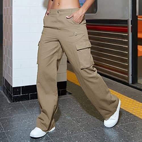 מכנסיים מתאימים רופפים לנשים מזדמנים 2023 מכנסי מטען אישה רגועה בכושר בגדים רחבים מכנסיים שחורים מותניים גבוהים