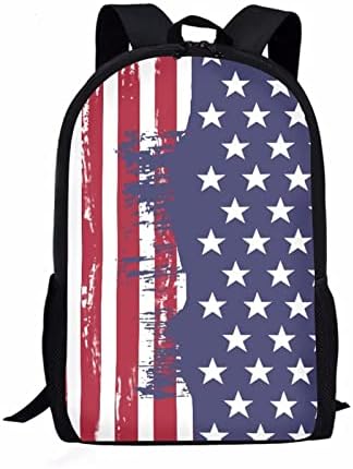 Uniseu ​​דגל אמריקאי הדפס תרמיל תרמיל פטריוטי ארהב תיק ספר בית ספר לילדים נערים, 1 אינץ 'תרמיל נייד תרמיל טיול טיול טפלת יום