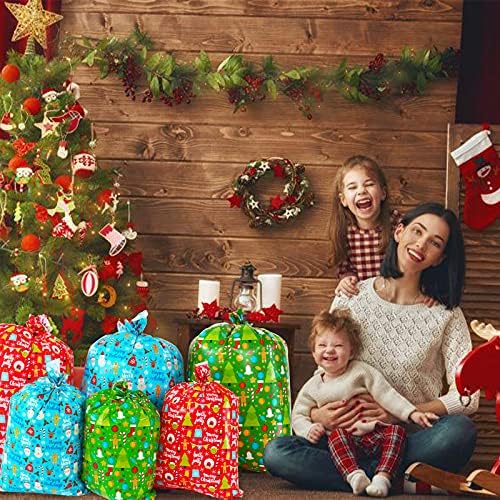 אומואמואה 6 חבילות שקיות מתנה ענקיות לחג המולד-חג המולד ג 'מבו מציג שקיות 49 על 35.5 ו-36.5 על 34.5 עם כרטיסי תג מתנה לקישוטי מתנות ענק