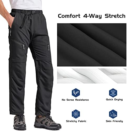 מכנסי טיול של גברים להמרה מכנסיים יבש יבש מהיר ספורט חיצוני מכנסי מטען קלים מכנסיים טקטיים דיג