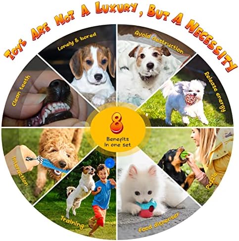 Kipritii כלב צעצועים לגור - 20 אריזות גורים צעצועים לקיעת שיניים לשעמום, מברשת שיניים של כלבים לחיות מחמד צעצועים עם צעצועי חבלים, כדורי
